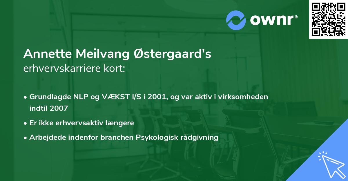 Annette Meilvang Østergaard's erhvervskarriere kort