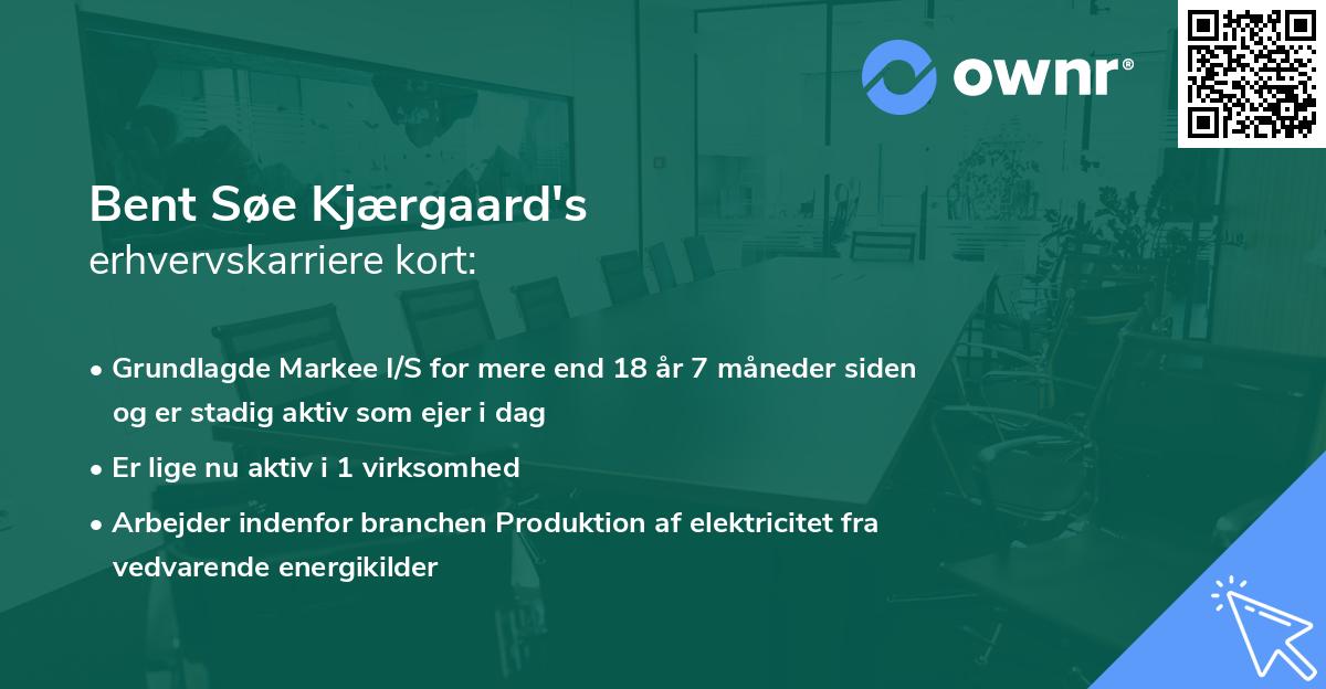 Bent Søe Kjærgaard's erhvervskarriere kort
