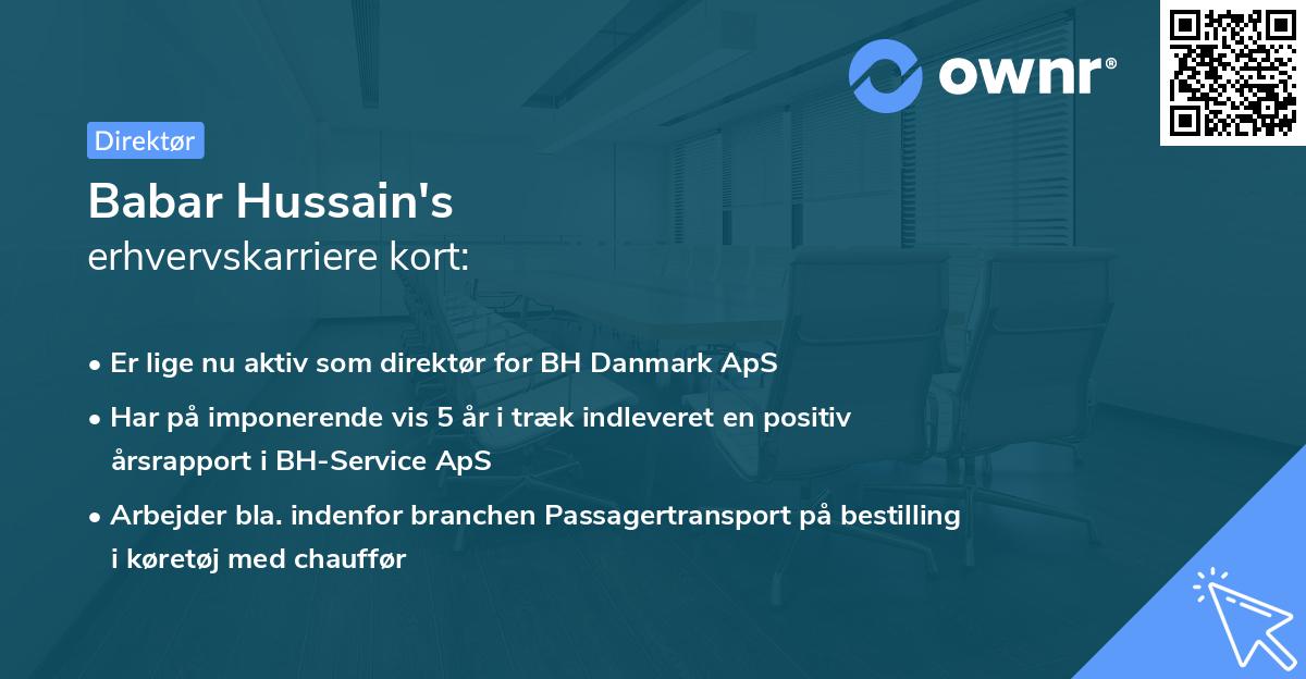 Babar Hussain's erhvervskarriere kort