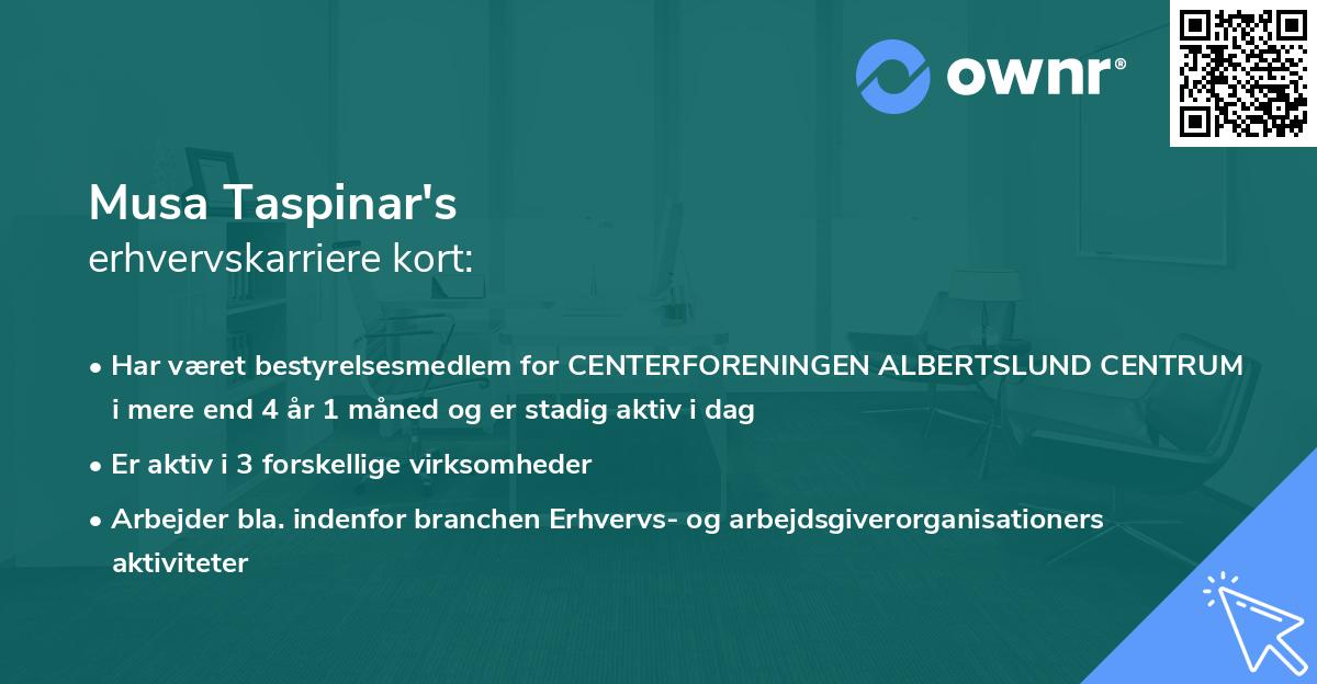 Musa Taspinar's erhvervskarriere kort