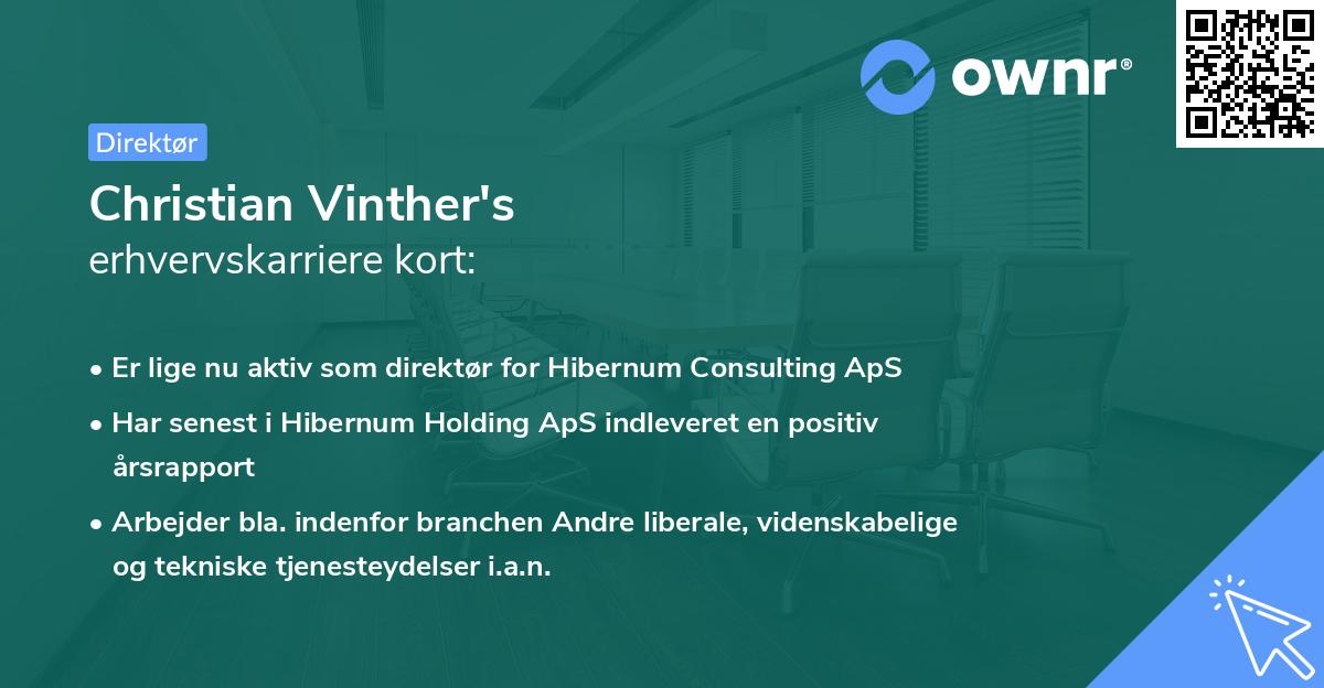 Christian Vinther's erhvervskarriere kort