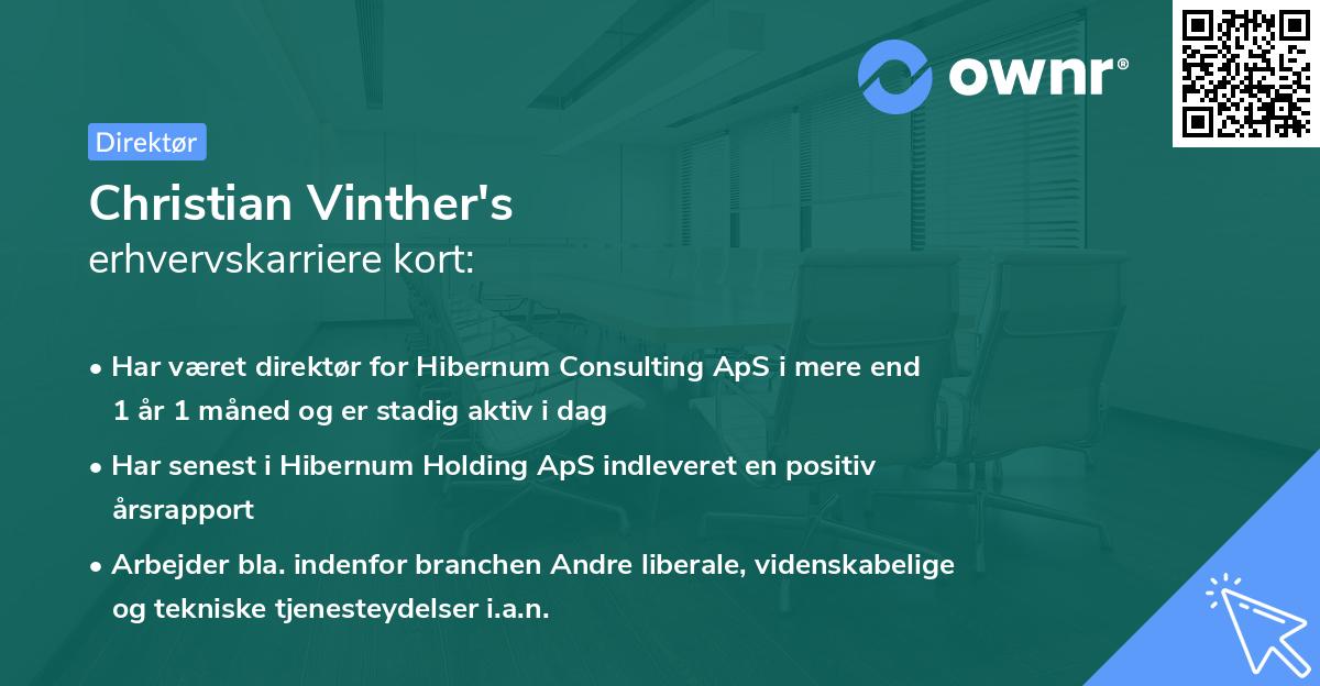 Christian Vinther's erhvervskarriere kort