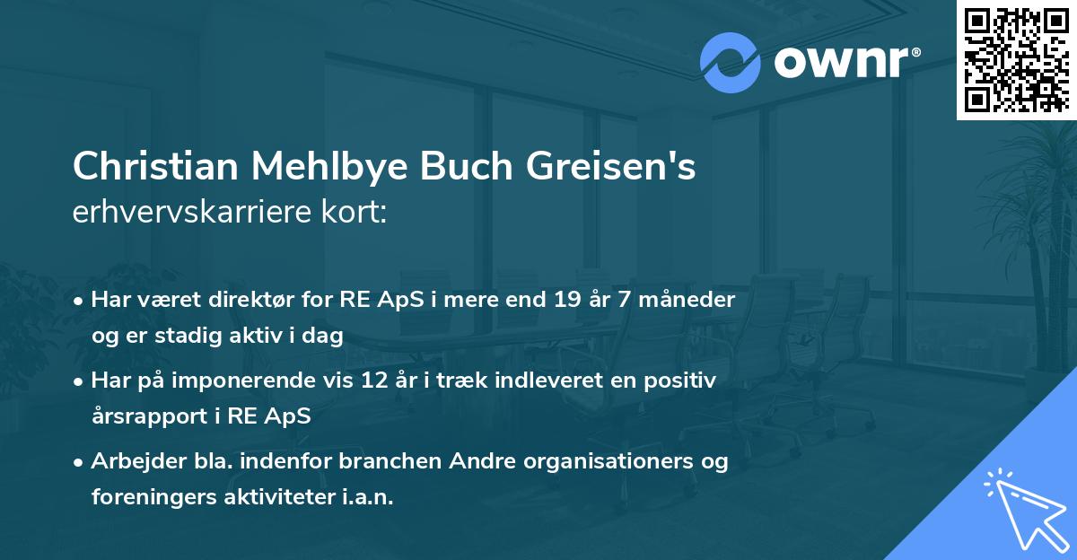 Christian Mehlbye Buch Greisen's erhvervskarriere kort
