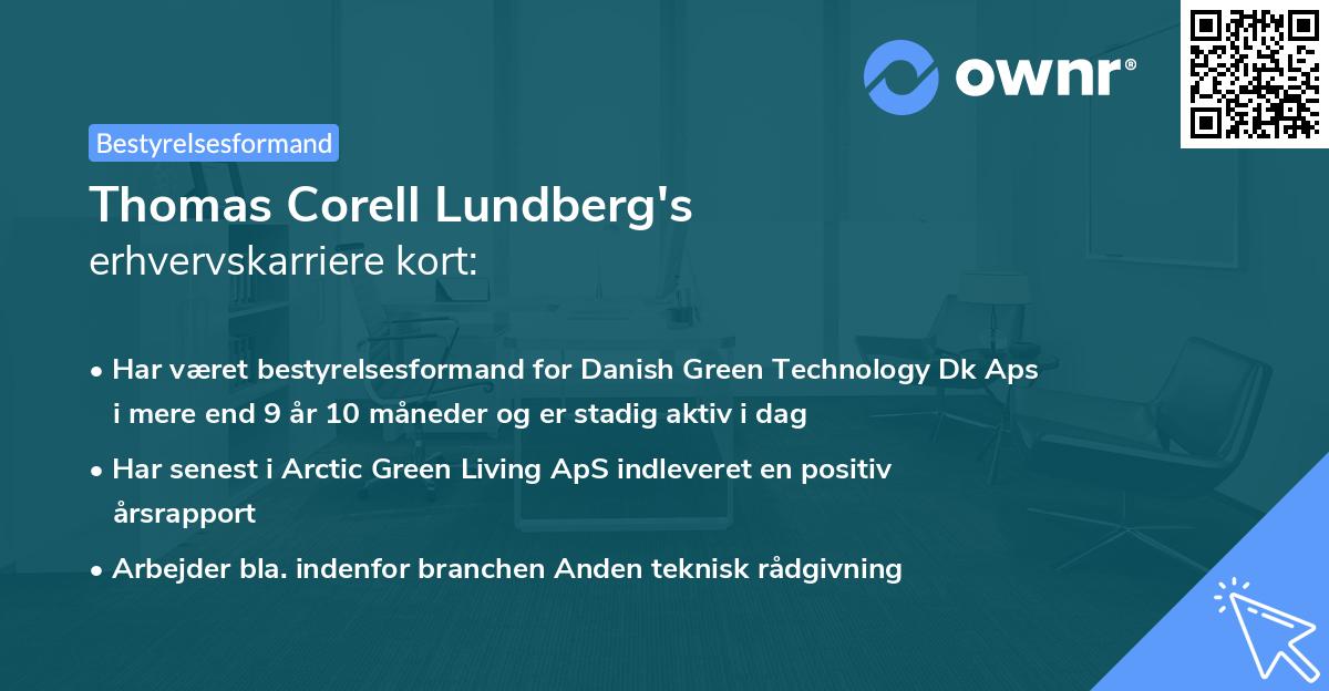 Thomas Corell Lundberg's erhvervskarriere kort