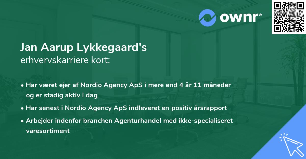 Jan Aarup Lykkegaard's erhvervskarriere kort