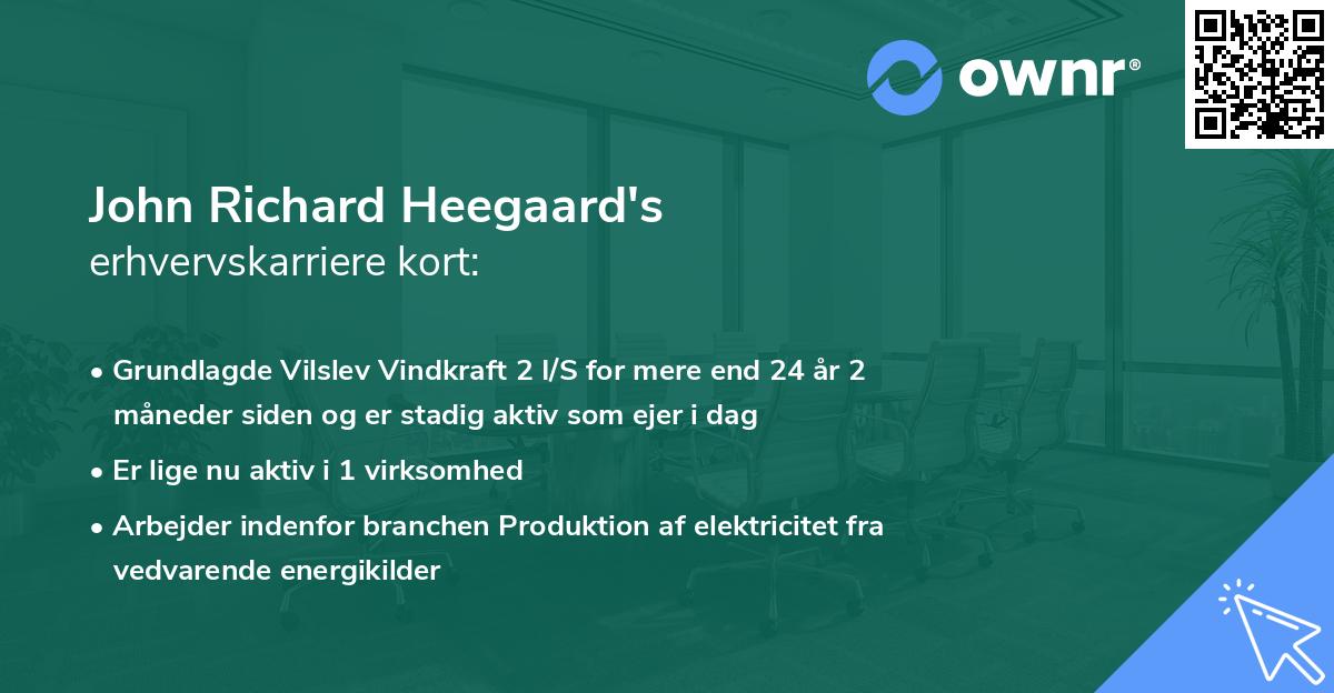 John Richard Heegaard's erhvervskarriere kort