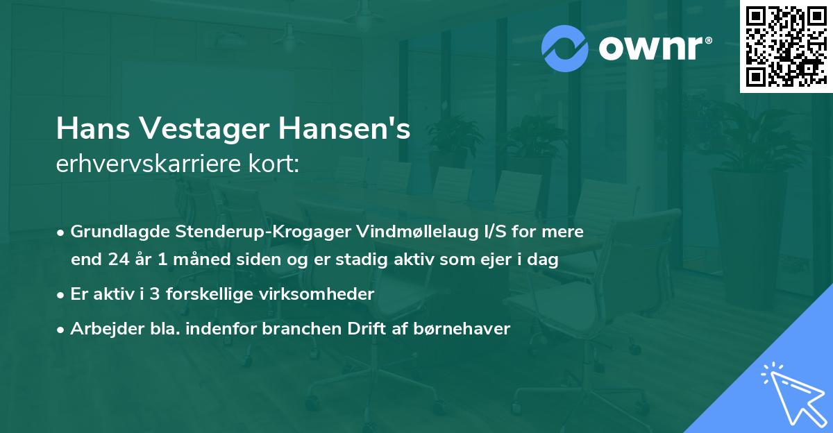 Hans Vestager Hansen's erhvervskarriere kort