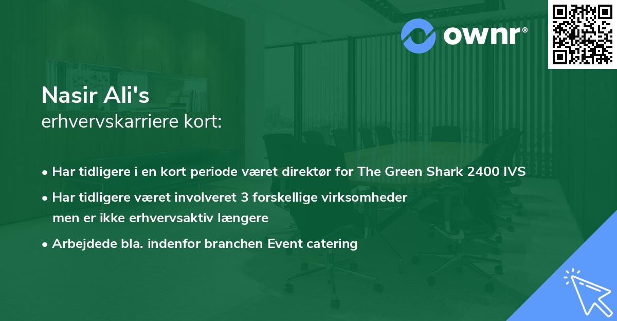 Nasir Ali's erhvervskarriere kort