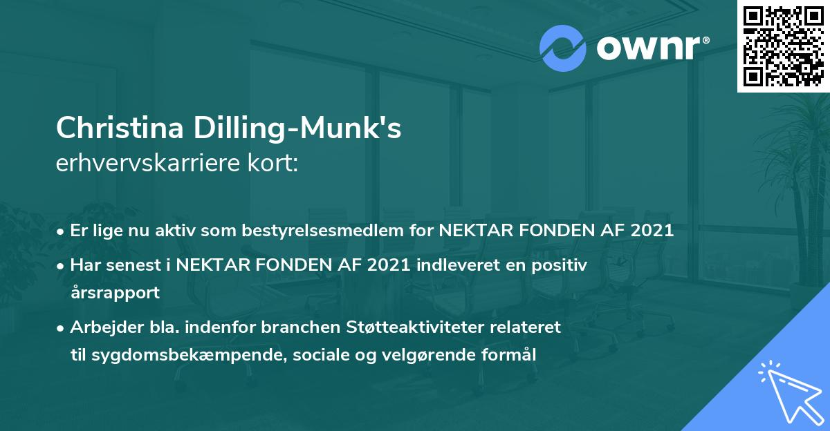 Christina Dilling-Munk's erhvervskarriere kort