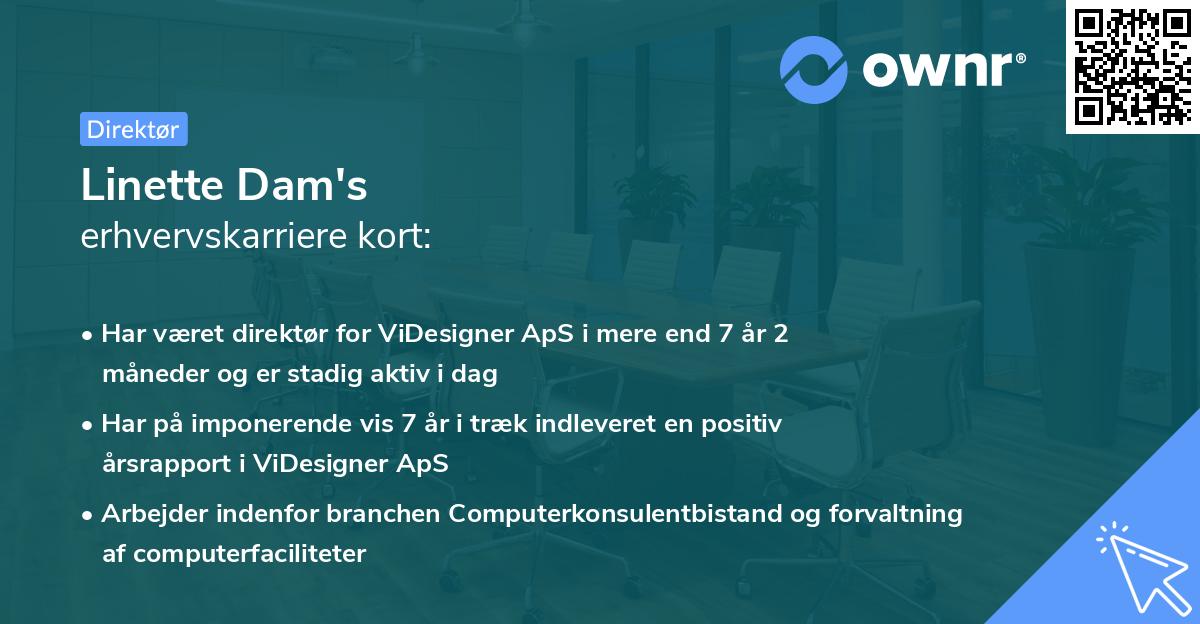 Linette Dam's erhvervskarriere kort