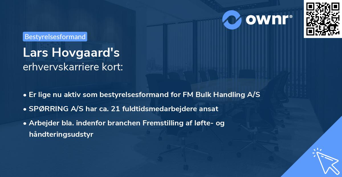 Lars Hovgaard's erhvervskarriere kort