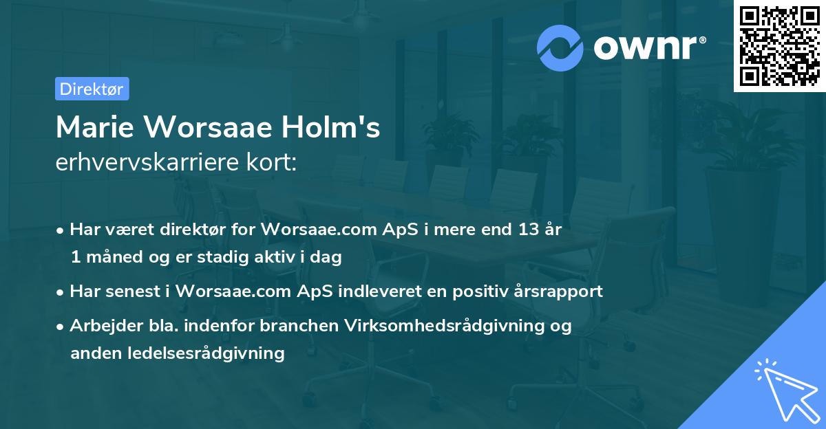 Marie Worsaae Holm's erhvervskarriere kort
