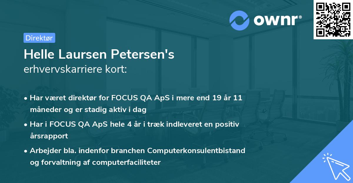 Helle Laursen Petersen's erhvervskarriere kort