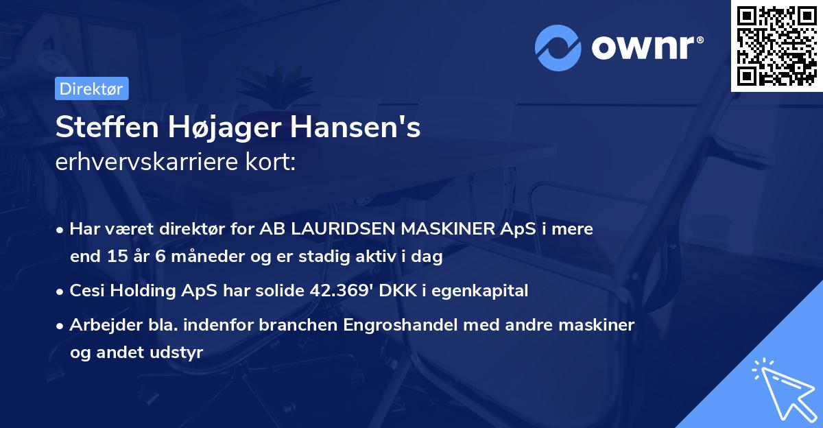 Steffen Højager Hansen's erhvervskarriere kort