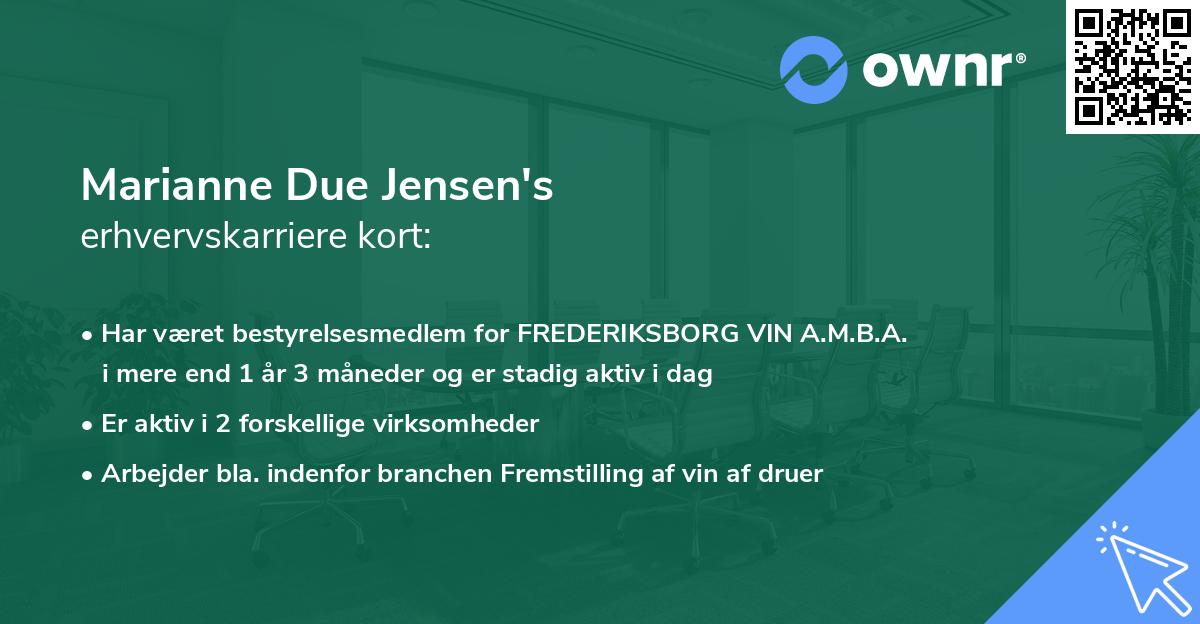 Marianne Due Jensen's erhvervskarriere kort