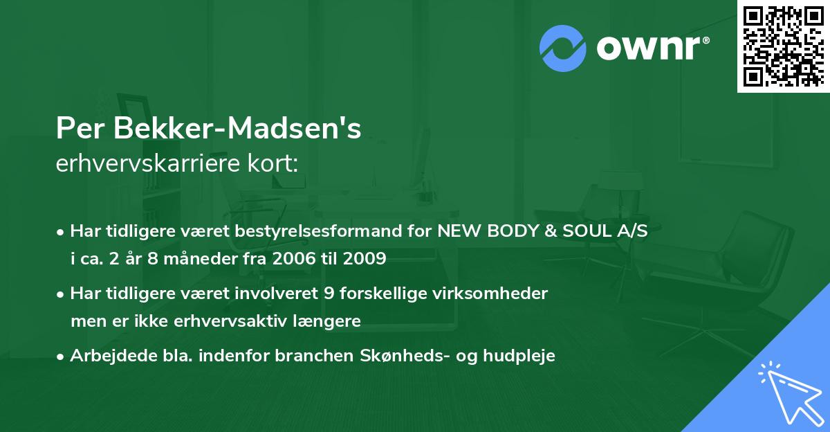 Per Bekker-Madsen's erhvervskarriere kort