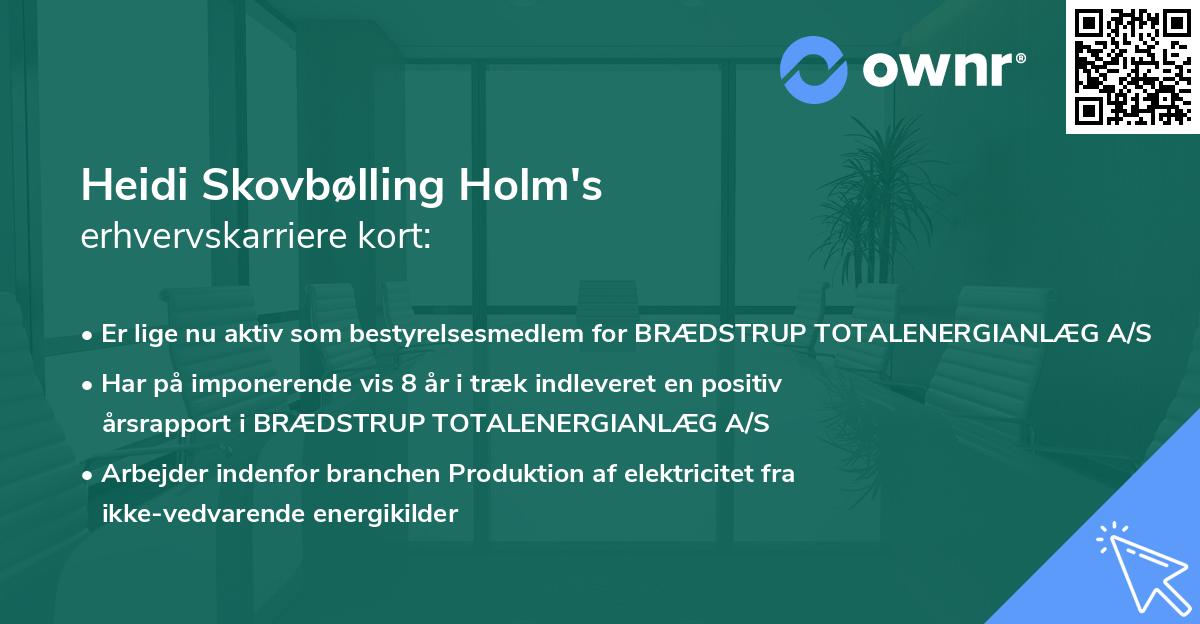 Heidi Skovbølling Holm's erhvervskarriere kort
