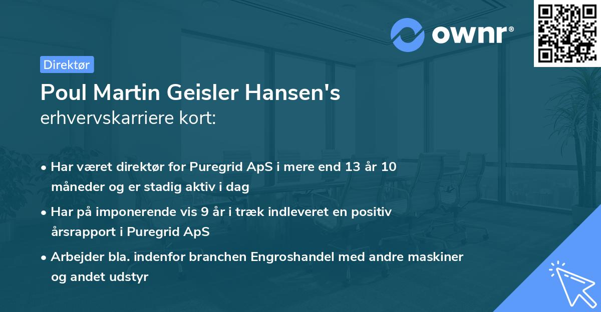 Poul Martin Geisler Hansen's erhvervskarriere kort