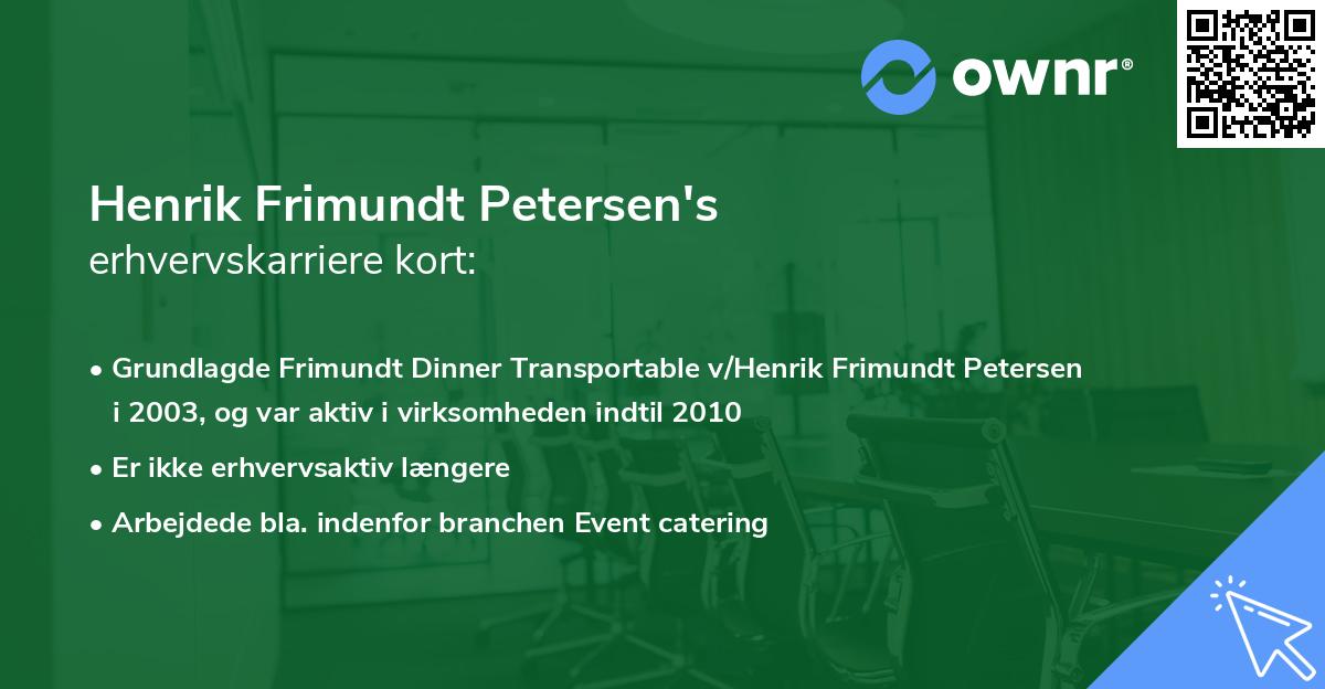 Henrik Frimundt Petersen's erhvervskarriere kort