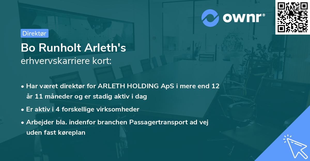 Bo Runholt Arleth's erhvervskarriere kort