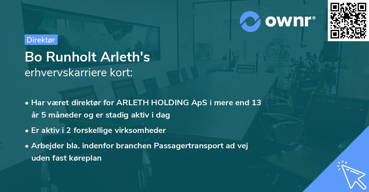 Bo Runholt Arleth's erhvervskarriere kort