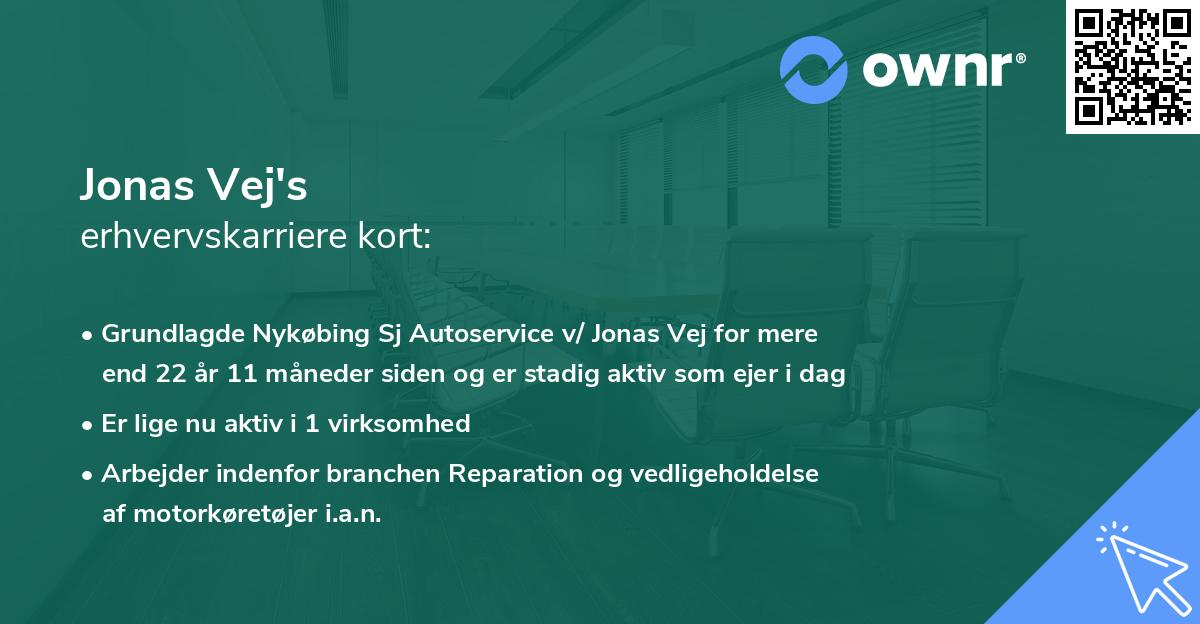 Jonas Vej's erhvervskarriere kort