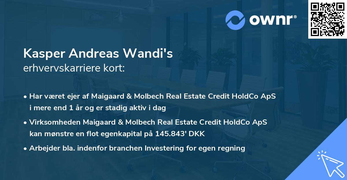 Kasper Andreas Wandi's erhvervskarriere kort