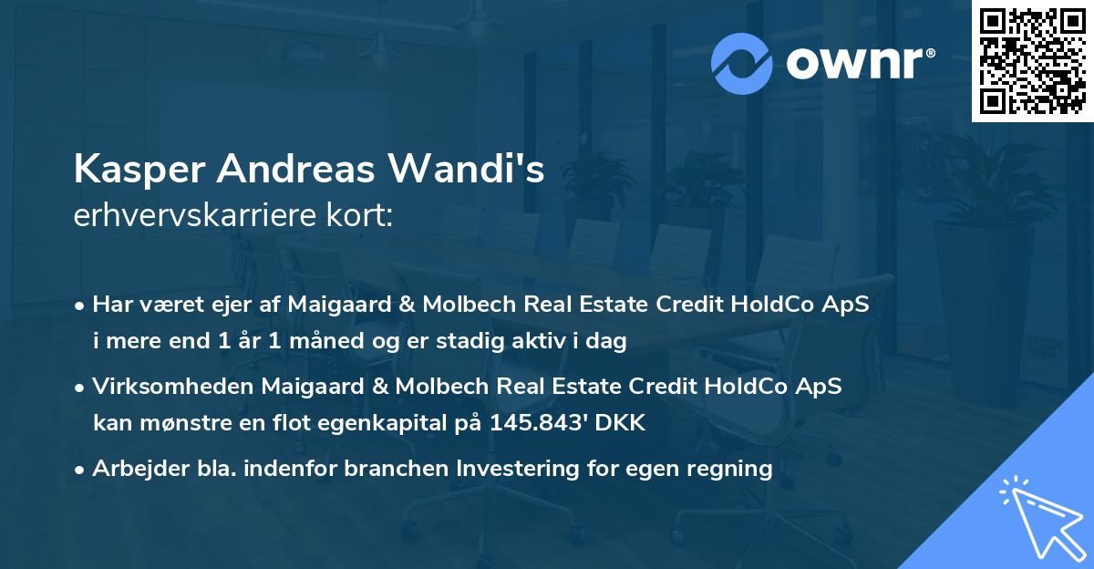 Kasper Andreas Wandi's erhvervskarriere kort