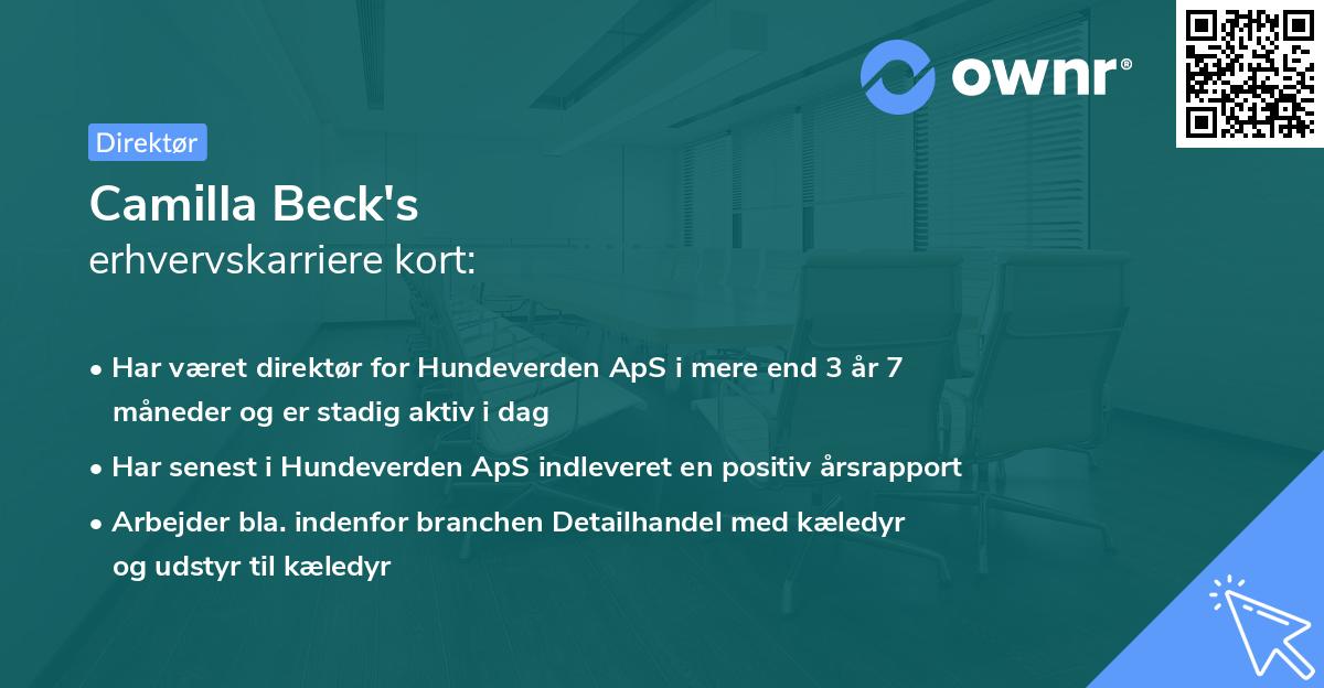 Camilla Beck's erhvervskarriere kort