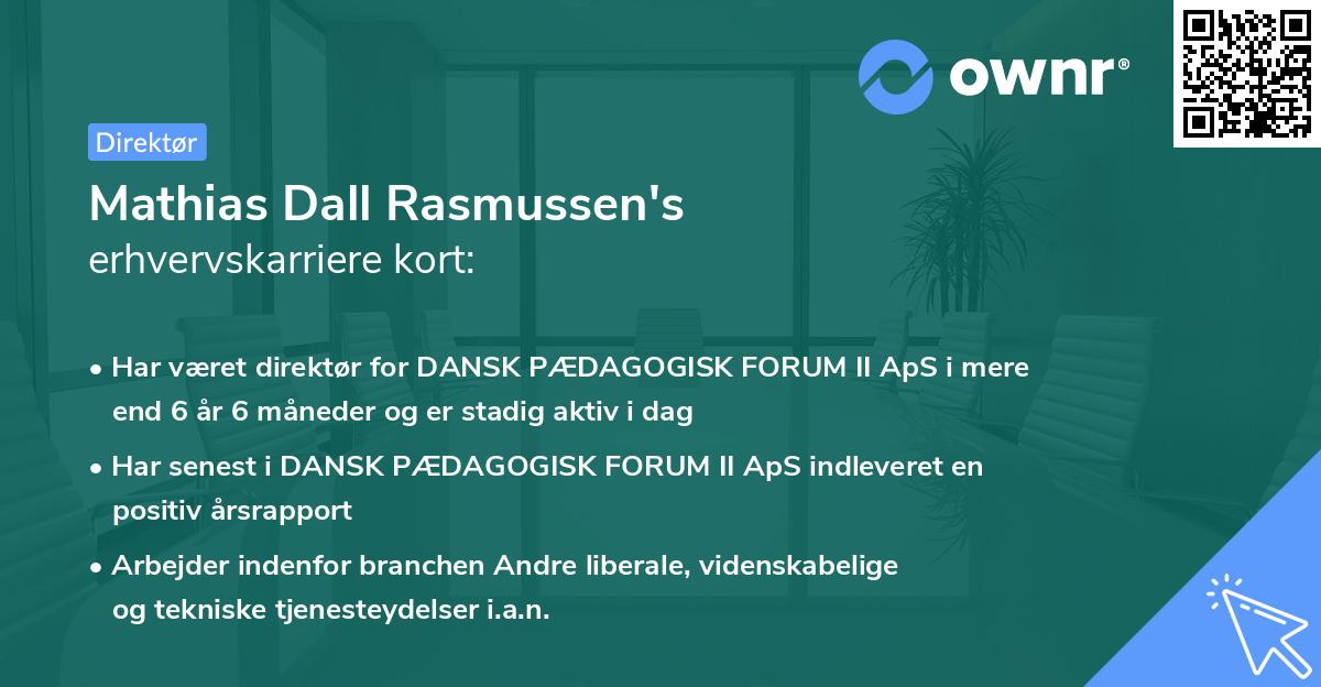 Mathias Dall Rasmussen's erhvervskarriere kort