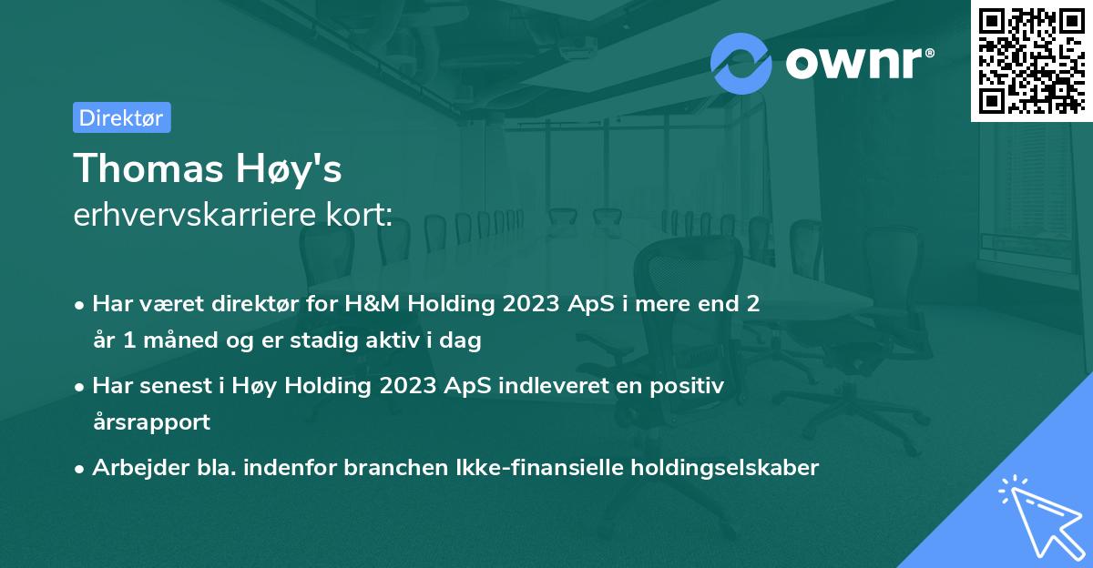 Thomas Høy's erhvervskarriere kort