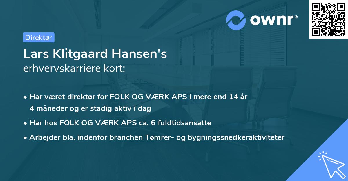 Lars Klitgaard Hansen's erhvervskarriere kort