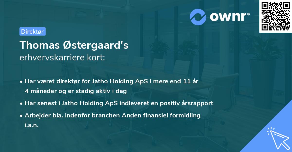 Thomas Østergaard's erhvervskarriere kort