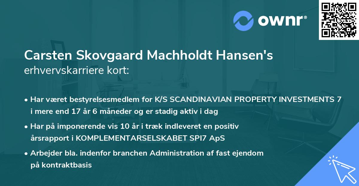 Carsten Skovgaard Machholdt Hansen's erhvervskarriere kort