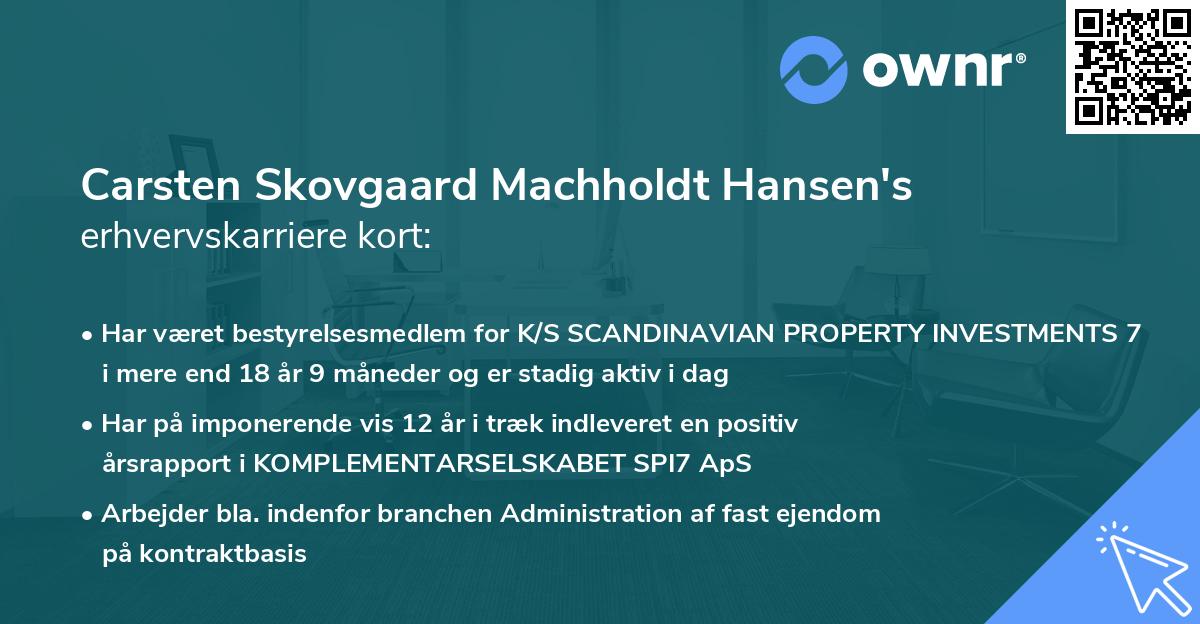 Carsten Skovgaard Machholdt Hansen's erhvervskarriere kort