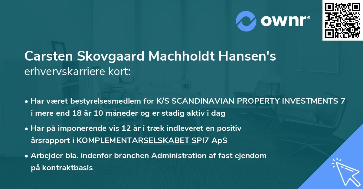 Carsten Skovgaard Machholdt Hansen's erhvervskarriere kort