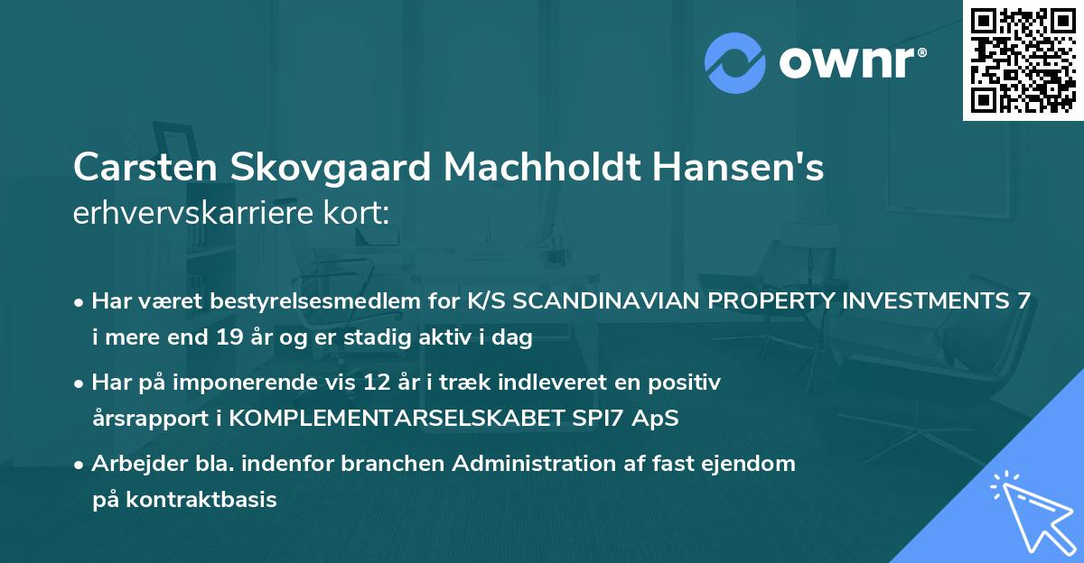 Carsten Skovgaard Machholdt Hansen's erhvervskarriere kort