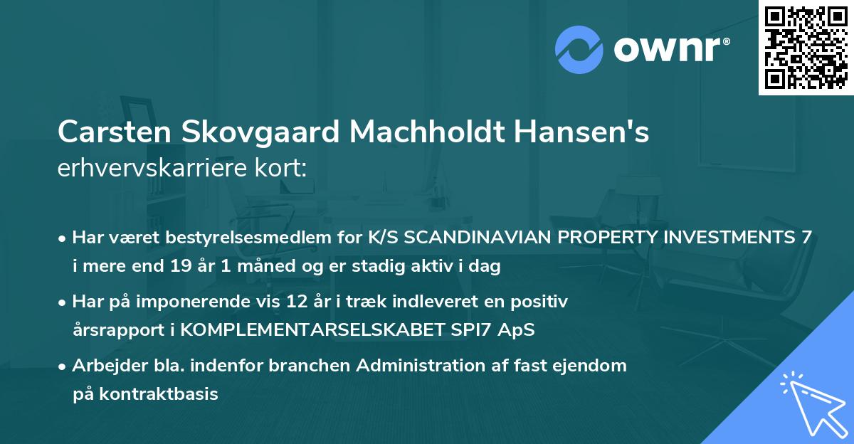 Carsten Skovgaard Machholdt Hansen's erhvervskarriere kort