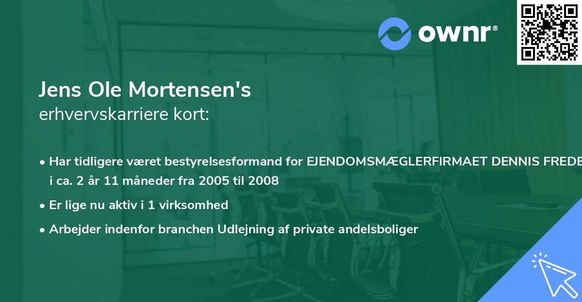 Jens Ole Mortensen's erhvervskarriere kort