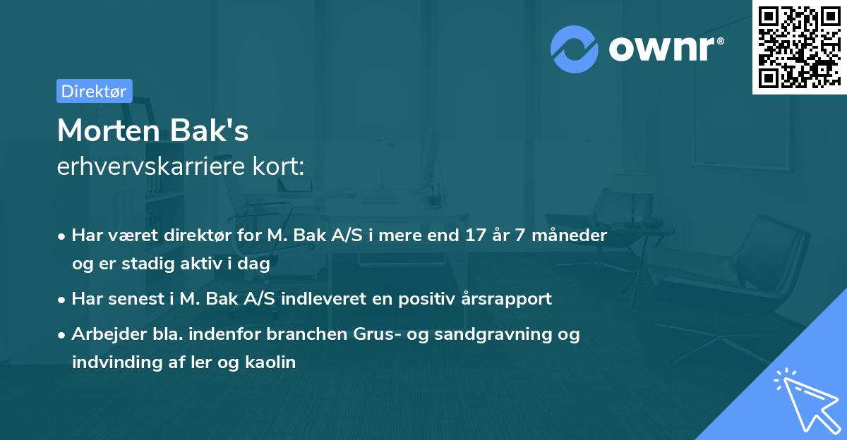 Morten Bak's erhvervskarriere kort