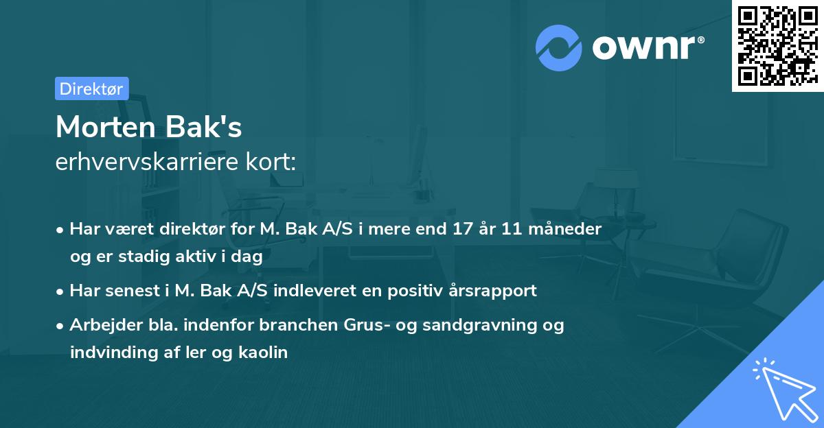 Morten Bak's erhvervskarriere kort