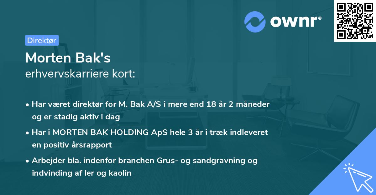 Morten Bak's erhvervskarriere kort