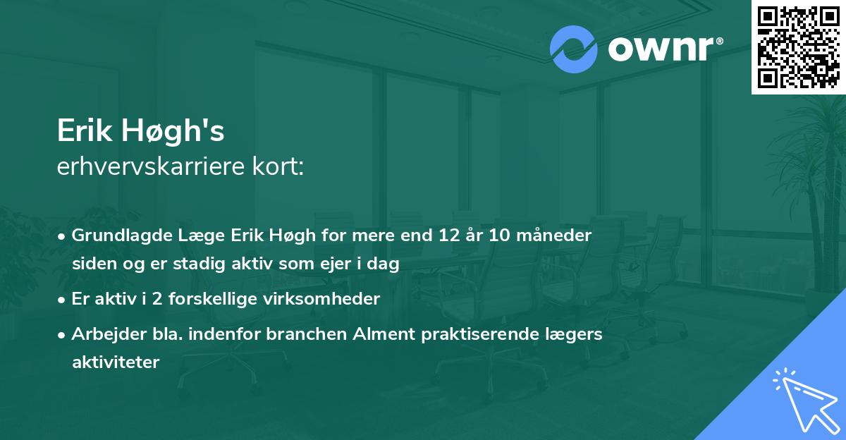 Erik Høgh's erhvervskarriere kort