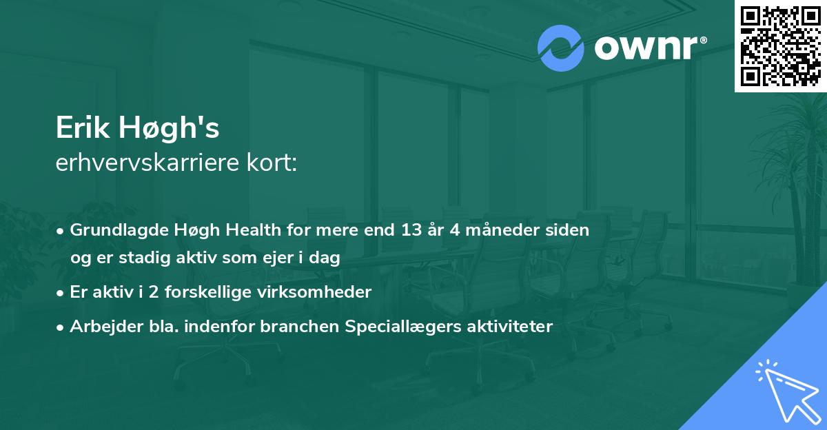 Erik Høgh's erhvervskarriere kort