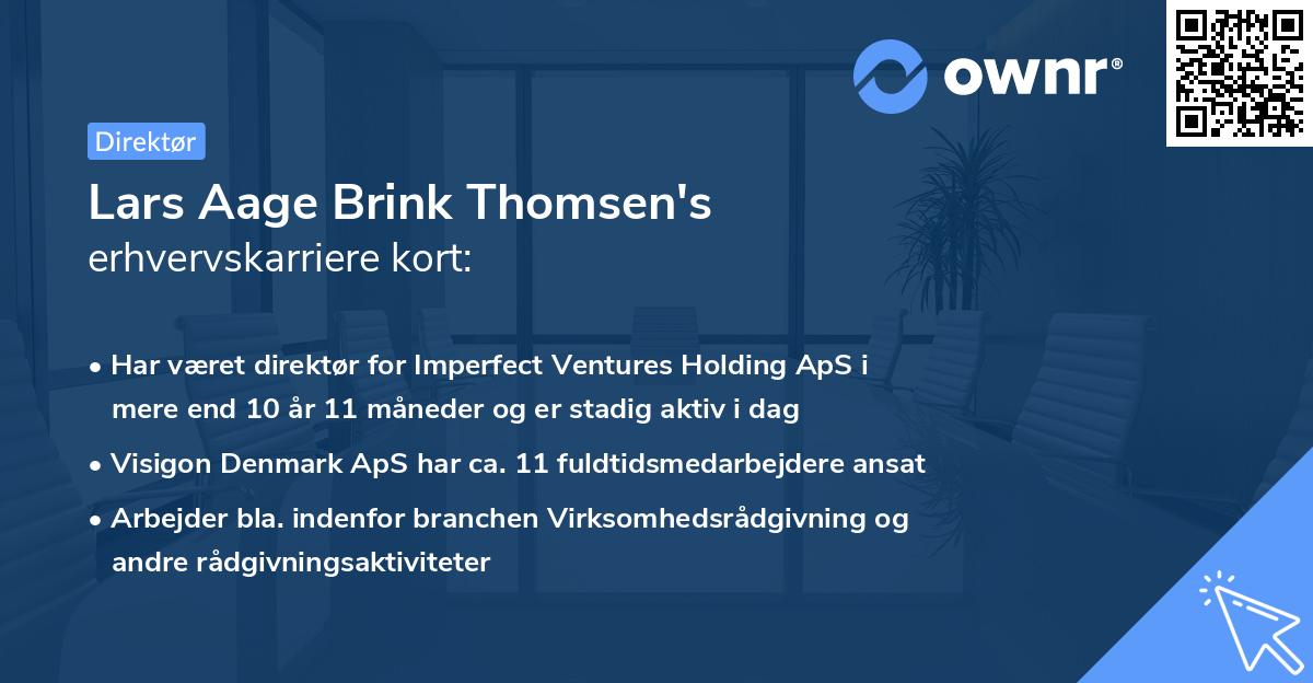 Lars Aage Brink Thomsen's erhvervskarriere kort