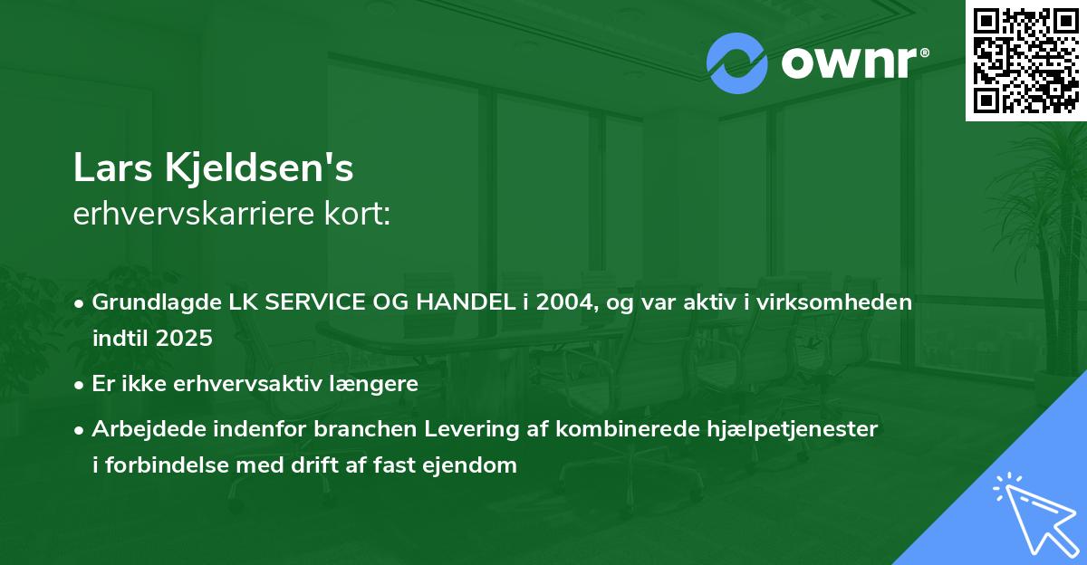 Lars Kjeldsen's erhvervskarriere kort
