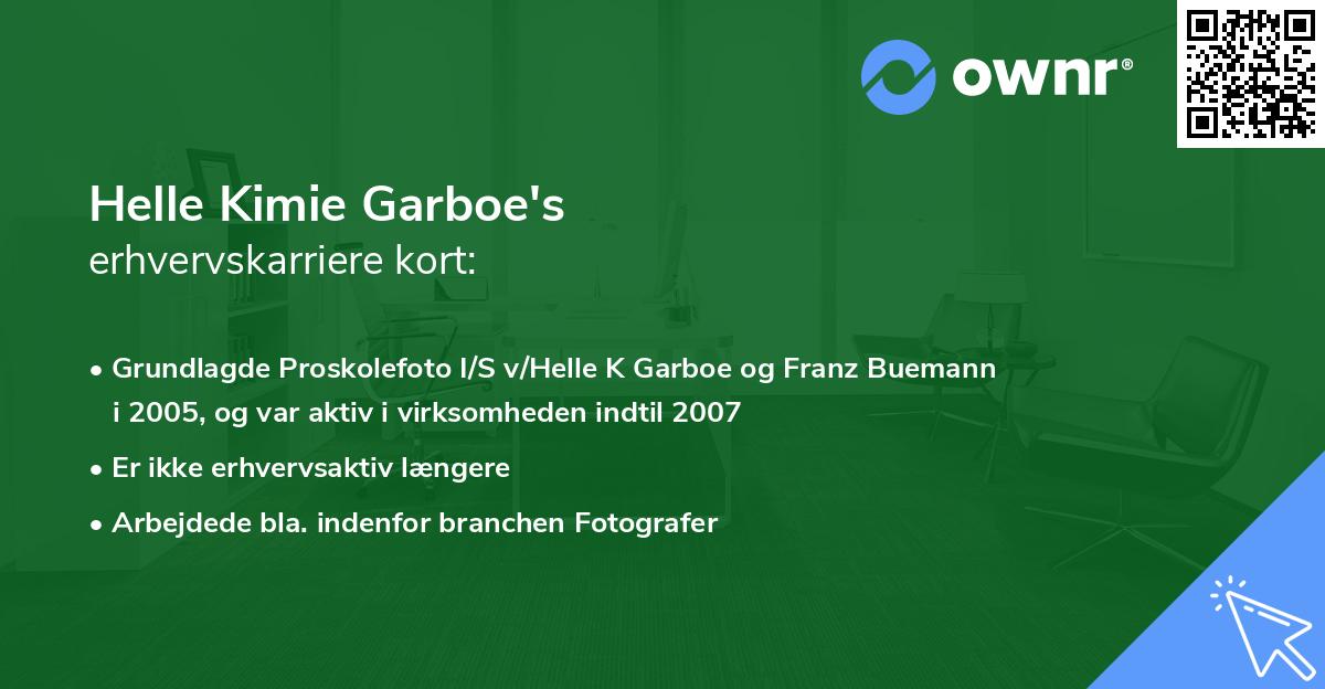 Helle Kimie Garboe's erhvervskarriere kort