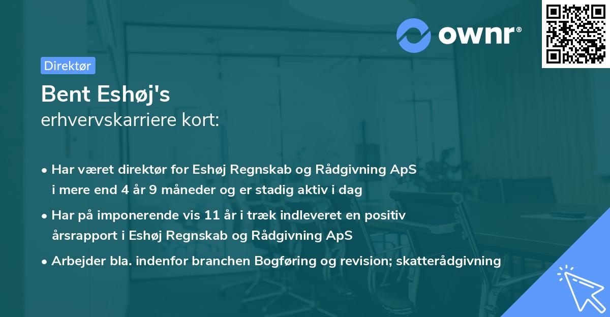 Bent Eshøj's erhvervskarriere kort
