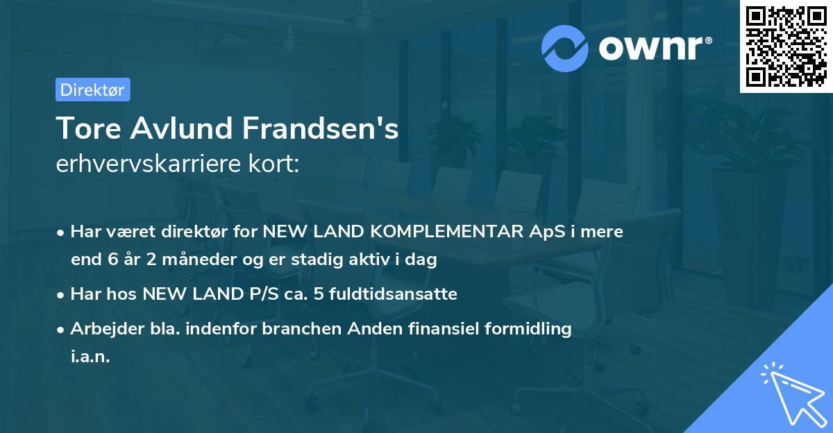 Tore Avlund Frandsen's erhvervskarriere kort