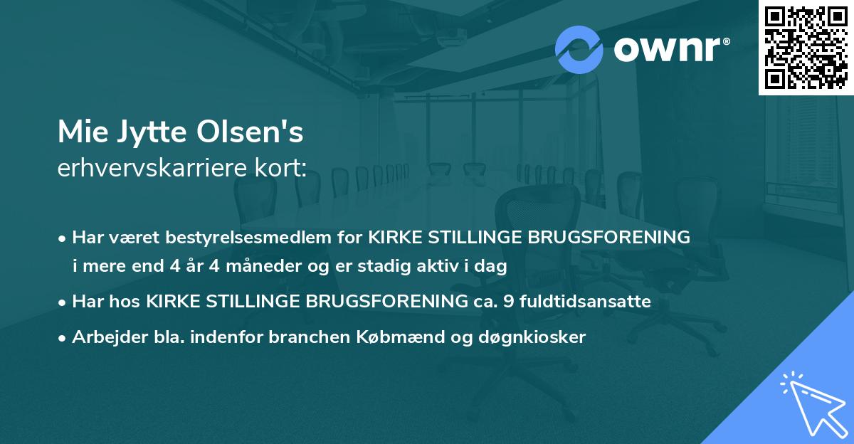 Mie Jytte Olsen's erhvervskarriere kort